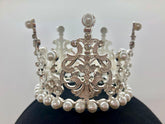 Tiara - Traditional Crown Crystal, Pearl, and Silver